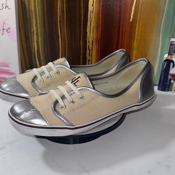 Ralph Lauren Women's Metallic Canvas Sneakers - Size 9B - Picture 3 of 10